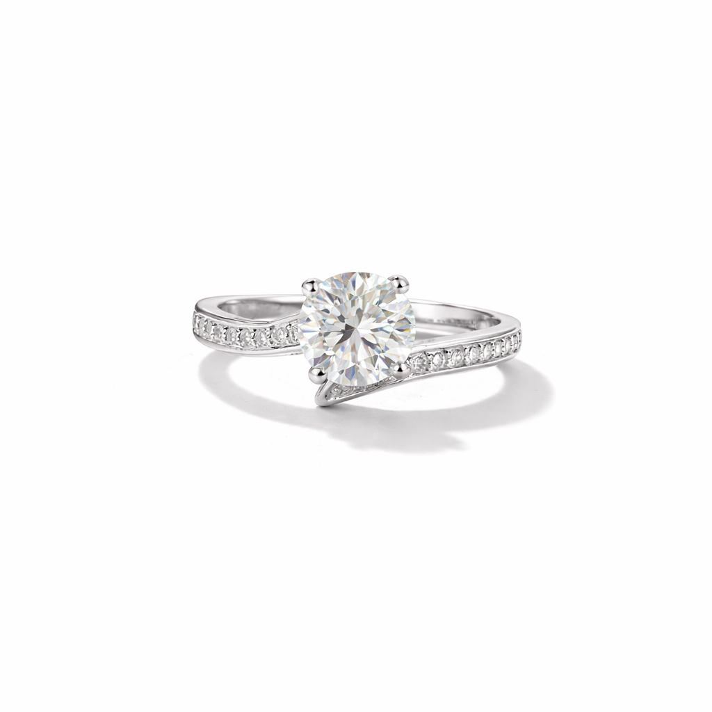 Round Moissanite Engagement Ring – PT950 Platinum