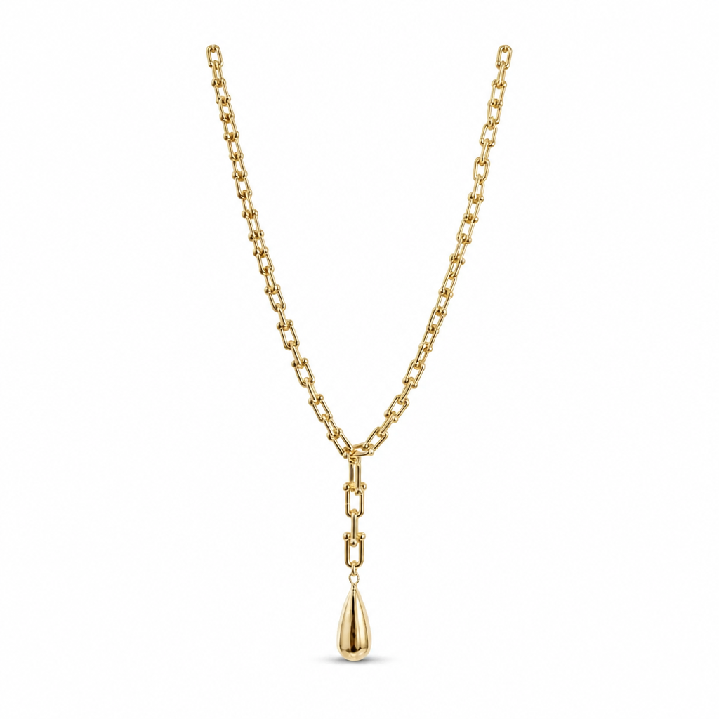 Paperclip Drop Pendant Necklace – Sterling Gold