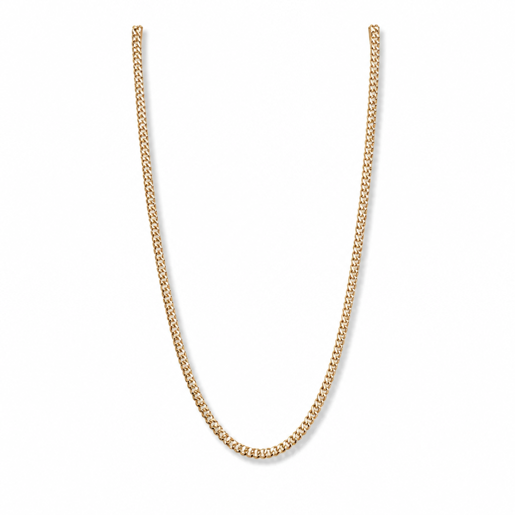 Slim Curb Chain Necklace – Yellow Gold Finish