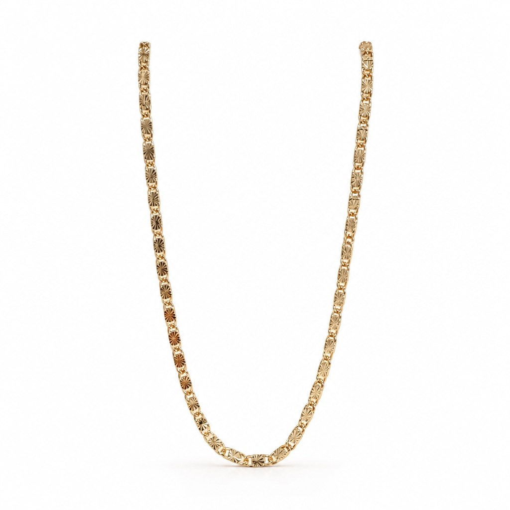 Diamond-Cut Disc Link Necklace Slim – Sterling Gold