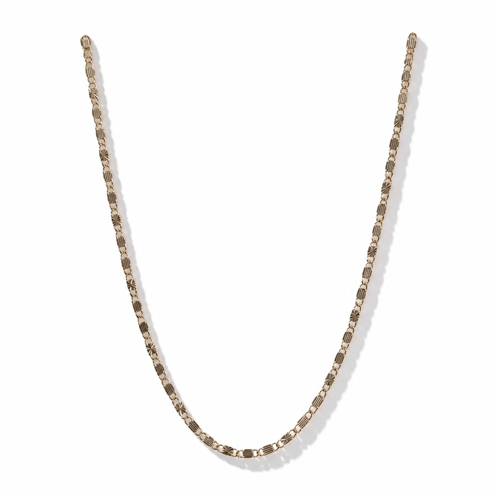 Vintage Pattern Link Necklace – Sterling Gold