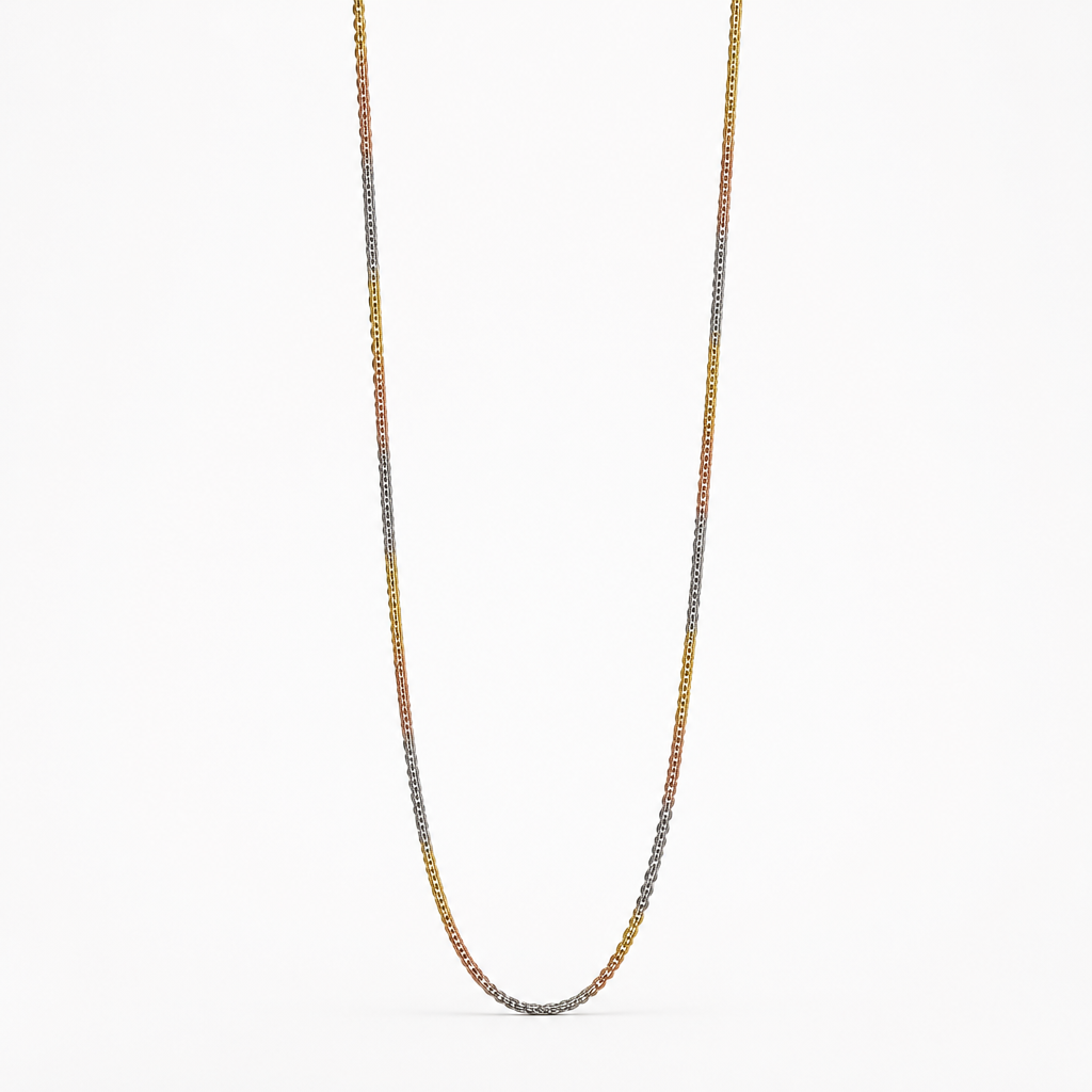 Tri-Tone Fine Chain Necklace – Sterling Tri-Tone Gold