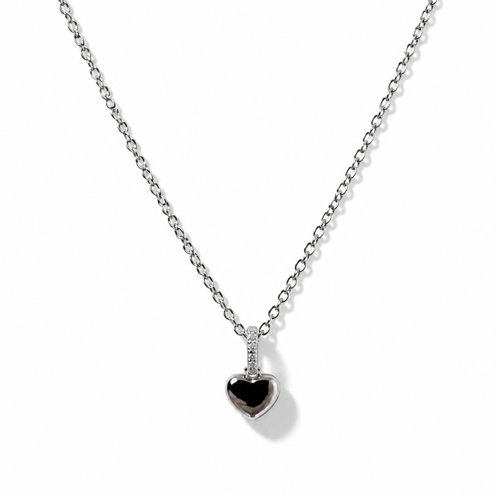 Mini Polished Heart Pendant Necklace – Sterling Silver
