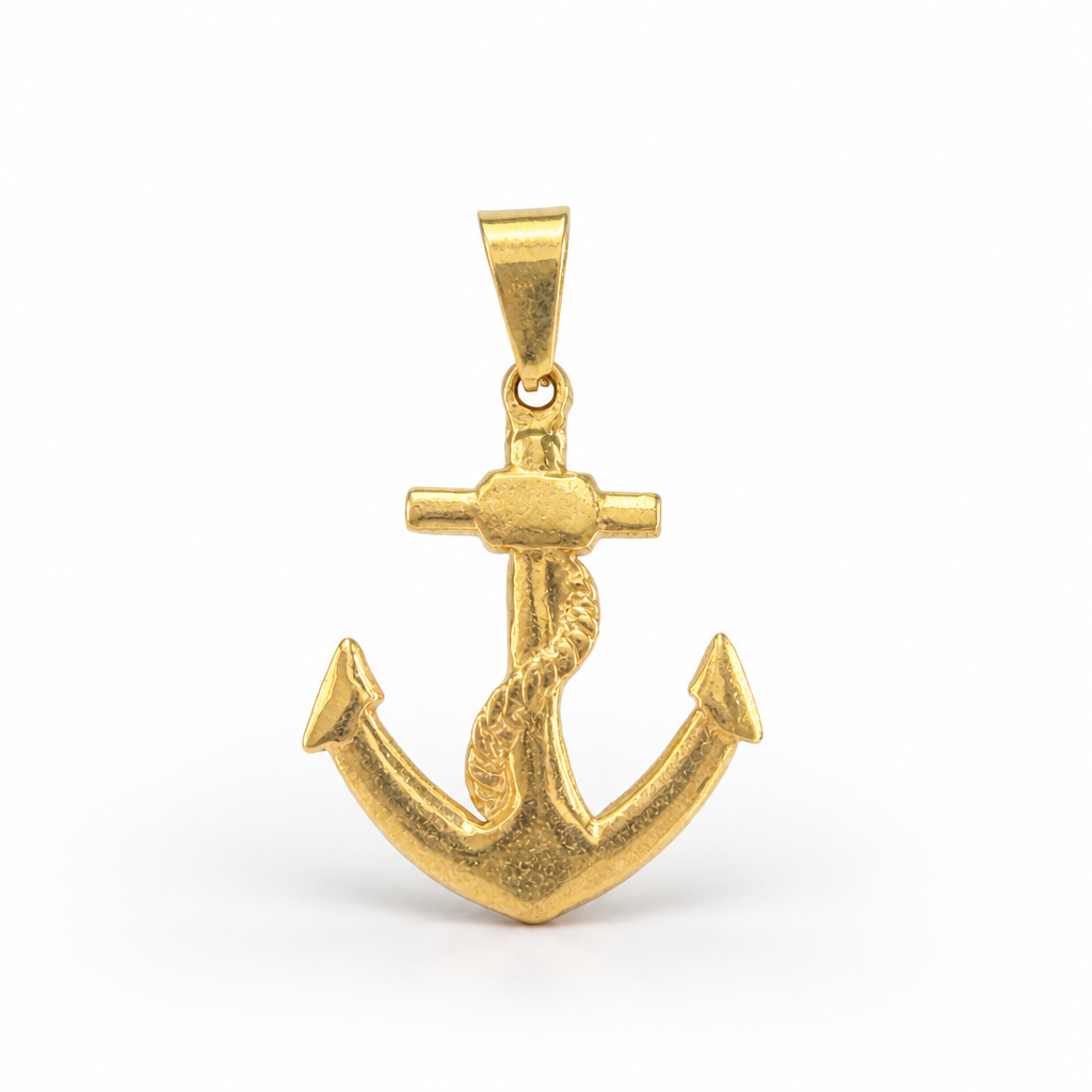 Anchor Pendant Necklace – Yellow Gold Finish Sterling Silver