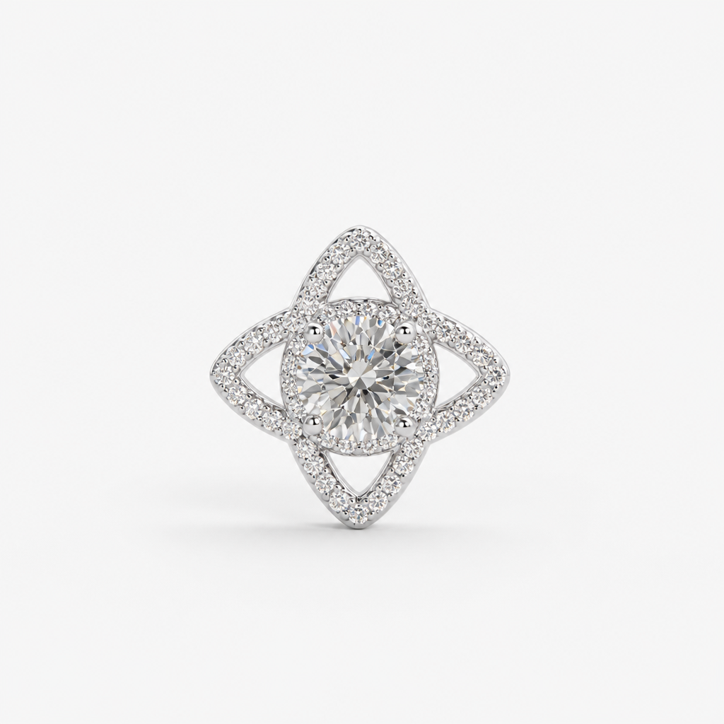 Clover Halo Moissanite Pendant Necklace – Sterling Silver