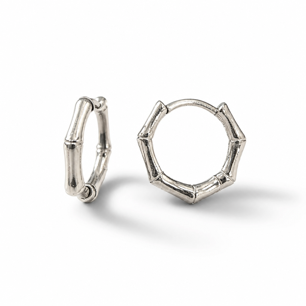 Bamboo Hoop Earrings – Sterling Silver