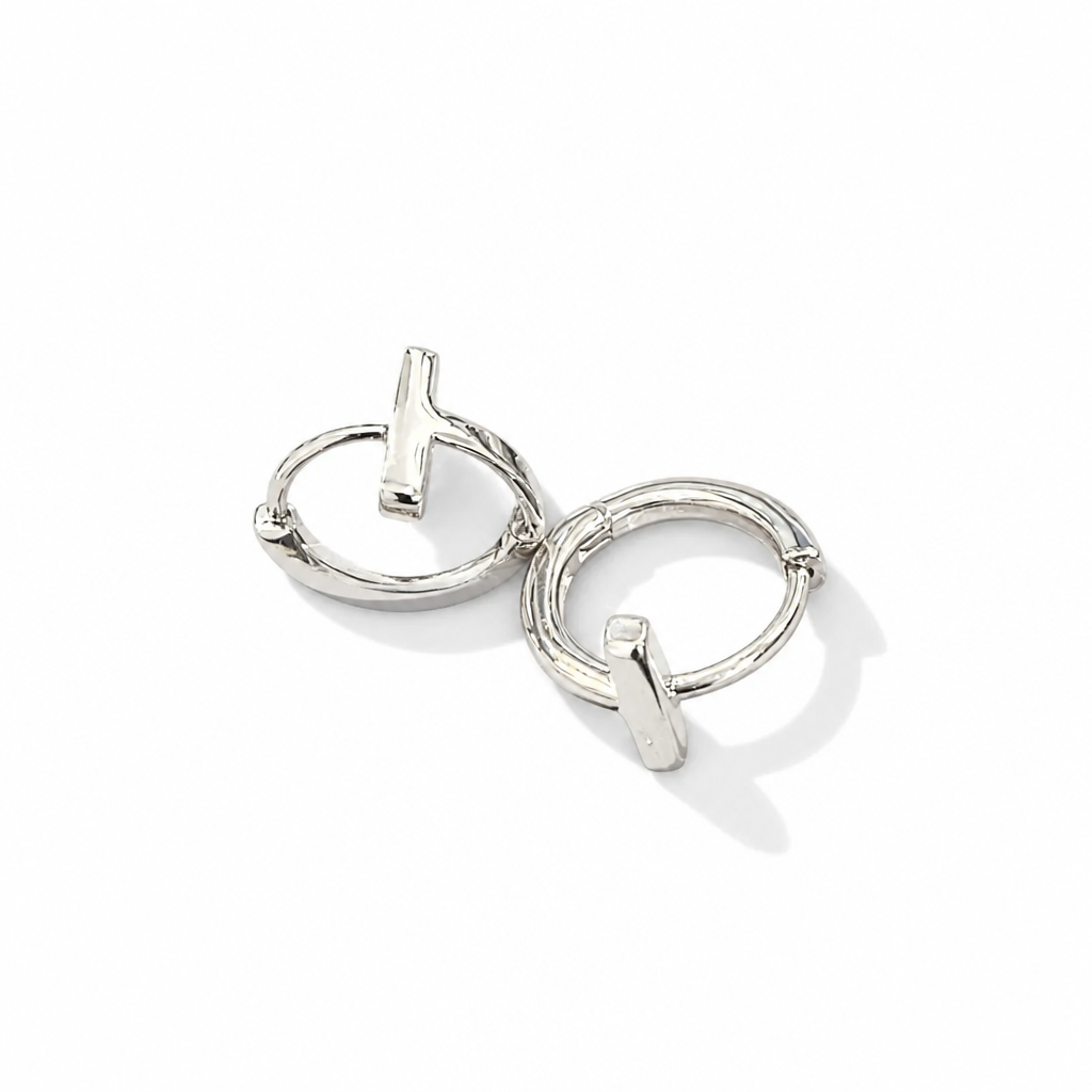 Minimal Toggle Hoop Earrings – Sterling Silver