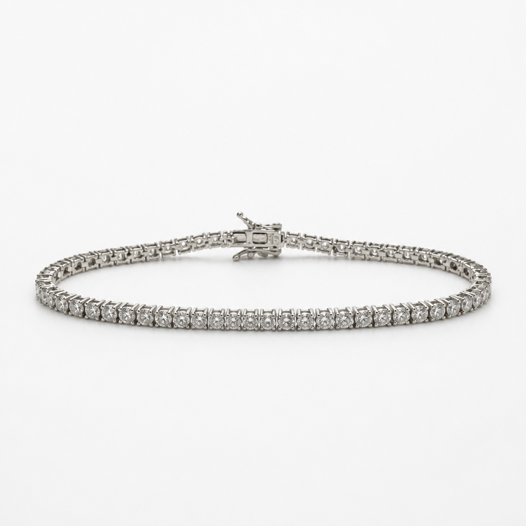 Round Moissanite Tennis Bracelet – Sterling Silver