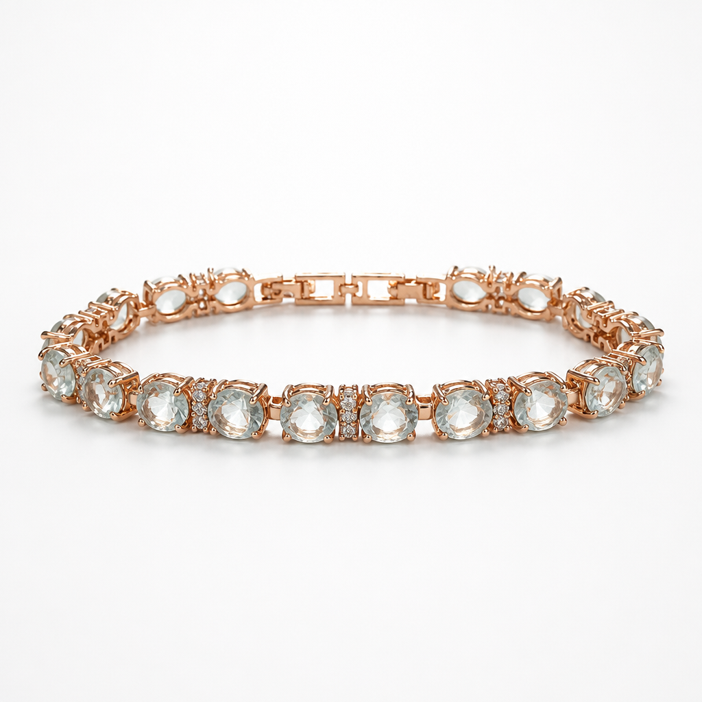 Oval Gemstone Tennis Bracelet – Rose Gold Finish