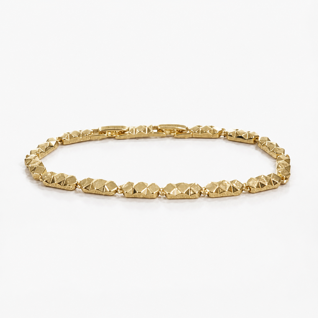 Faceted Link Bracelet – Yellow Gold Finish