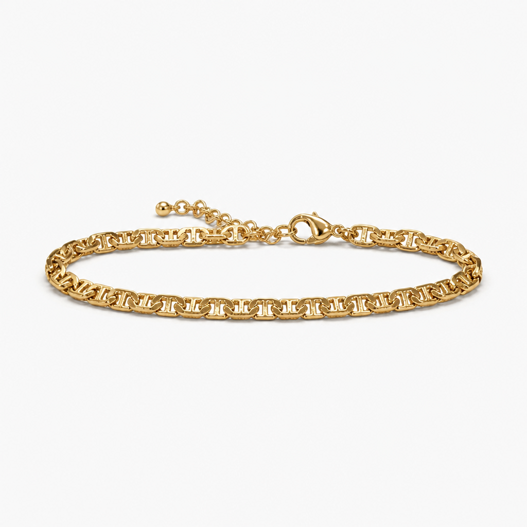 Pavé Bar Chain Bracelet – Yellow Gold Finish Sterling Silver