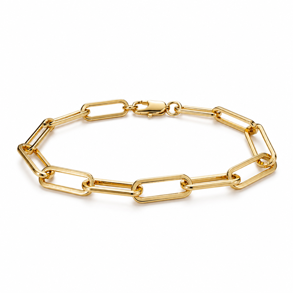 Paperclip Link Bracelet – Yellow Gold Finish